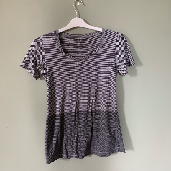 lululemon athletica Tops - Two Toned Striped Lululemon Athletic Tee Crew